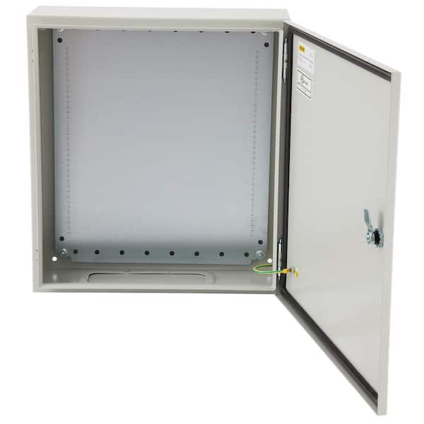 VEVOR Electrical Box Enclosure 20x16x8 NEMA 4X IP65 Outdoor Junction Box Carbon Steel Hinged with Rain Hood for Outdoor Indoor