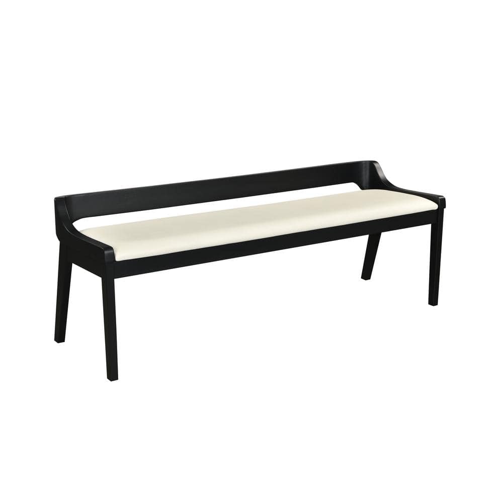 Rasmus Cream/Black 59.5in. Bedroom Bench with Back
