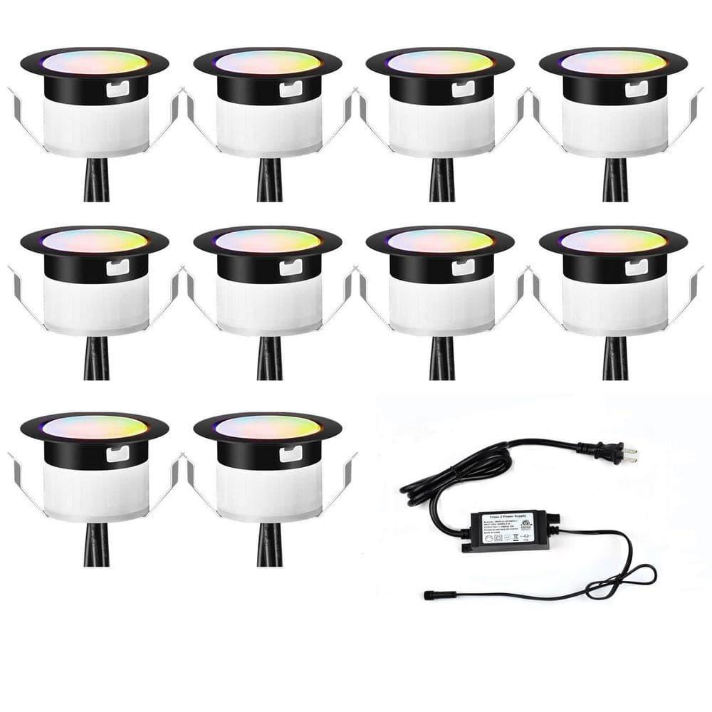 10-Pack 1.77 in. Smart Wi-Fi LED Deck Lights RGBW Low Voltage