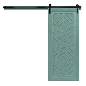 36 in. x 84 in. Zaftig Sway Caribbean Wood Sliding Barn Door with Hardware Kit in Black