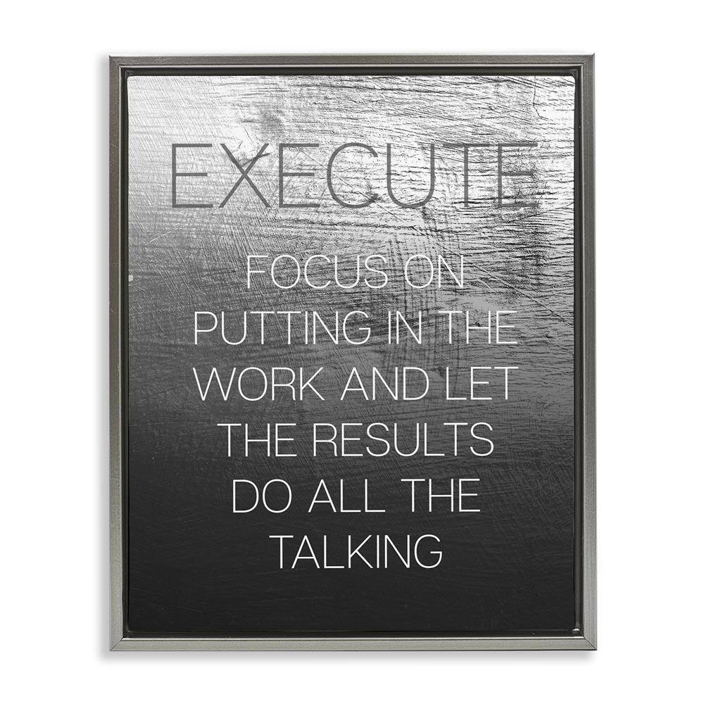Execute Motivational Definition by Daphne Polselli Gray Floater Frame Typography Graphic Art Print 31 in. x 25 in. price history on PriceWatchPro