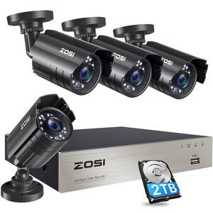 8-Channel H.256 Plus 5MP-Lite DVR 2TB HDD Security Camera System with 4 1080P Wired Bullet Cameras