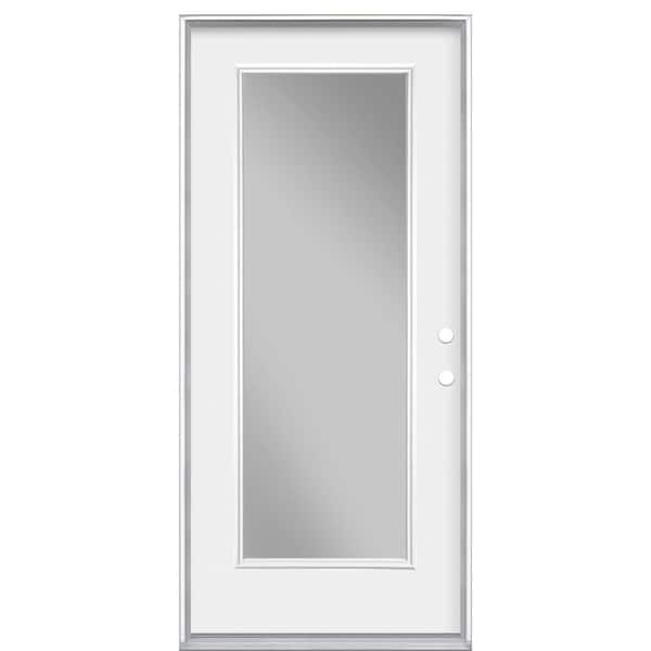 Masonite 36 in. x 80 in. Premium Full Lite Left Hand Inswing Primed Steel Prehung Front Exterior Door No Brickmold