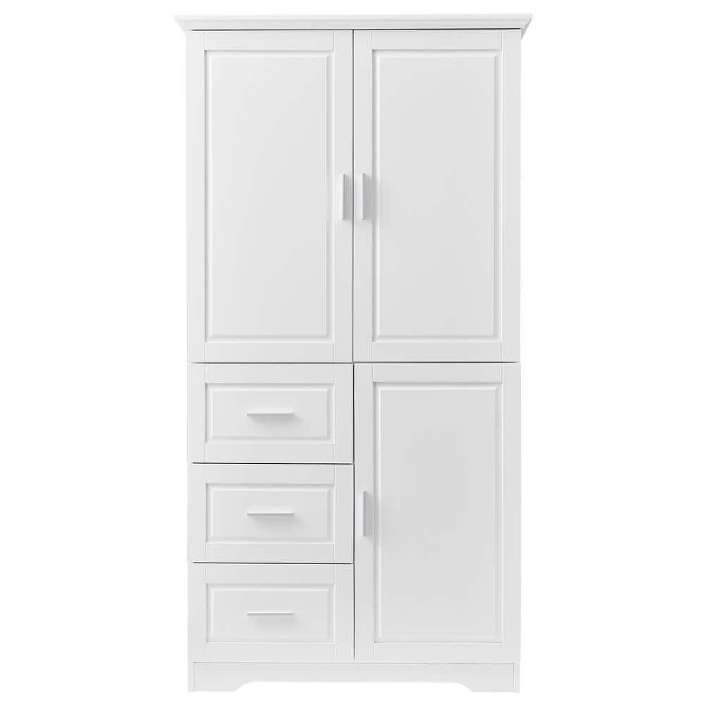 JimsMaison 33 in. W x 20 in. D x 62 in. H White MDF Freestanding Linen