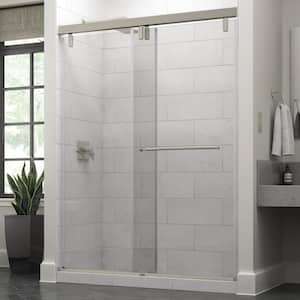 Mod 60 in. x 71-1/2 in. Soft-Close Frameless Sliding Shower Door in Nickel and 3/8 in. Tempered Clear Glass