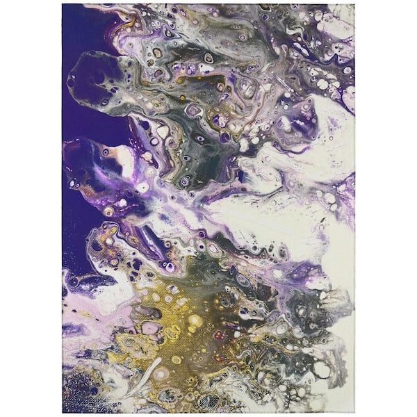 Karina Purple 8 ft. x 10 ft. Geometric Indoor/Outdoor Area Rug