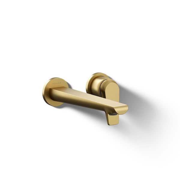 KOHLER Avid Single Handle Wall Mounted Faucet in Vibrant Brushed Moderne Brass