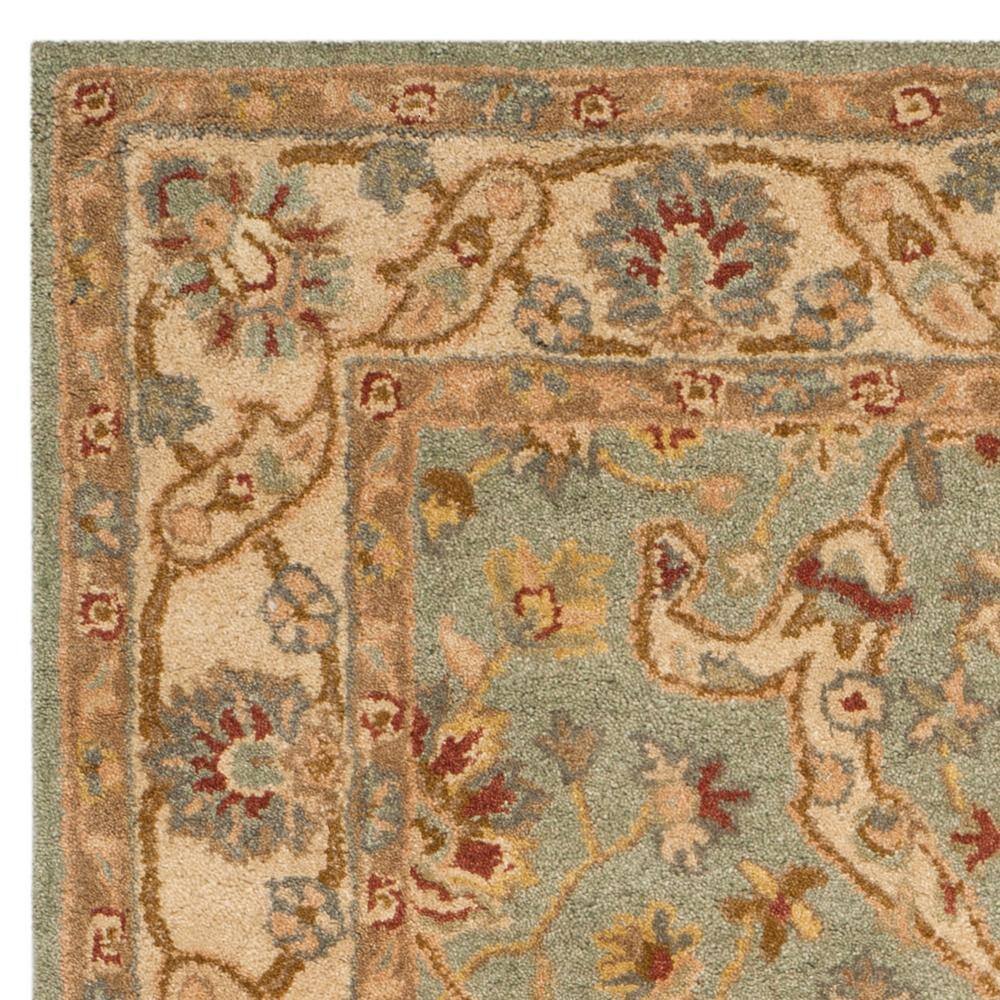 Teal and Beige Hand-Tufted Wool Area Rug, 3' x 5'