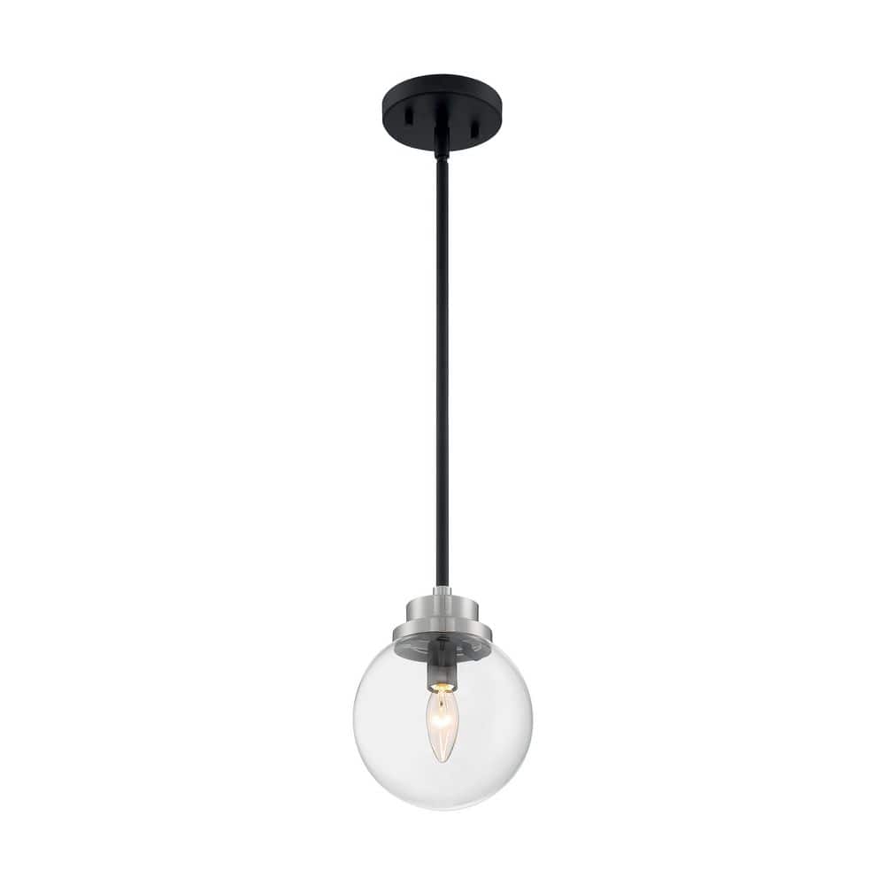 Axis 60-Watt 1-Light Matte Black / Brushed Nickel Accents Shaded Pendant Light with Clear Glass Shade, No Bulbs Included price history on PriceWatchPro
