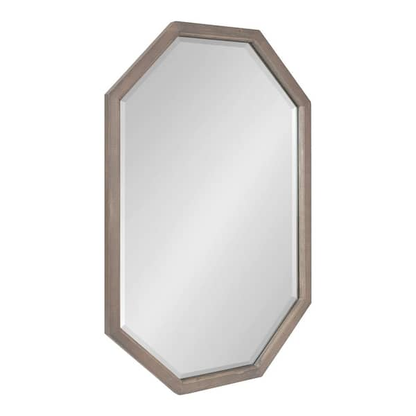 Kate and Laurel Hogan 36.00 in. H x 24.00 in. W Coastal Octagon Irregular Gray Framed Accent Wall Mirror