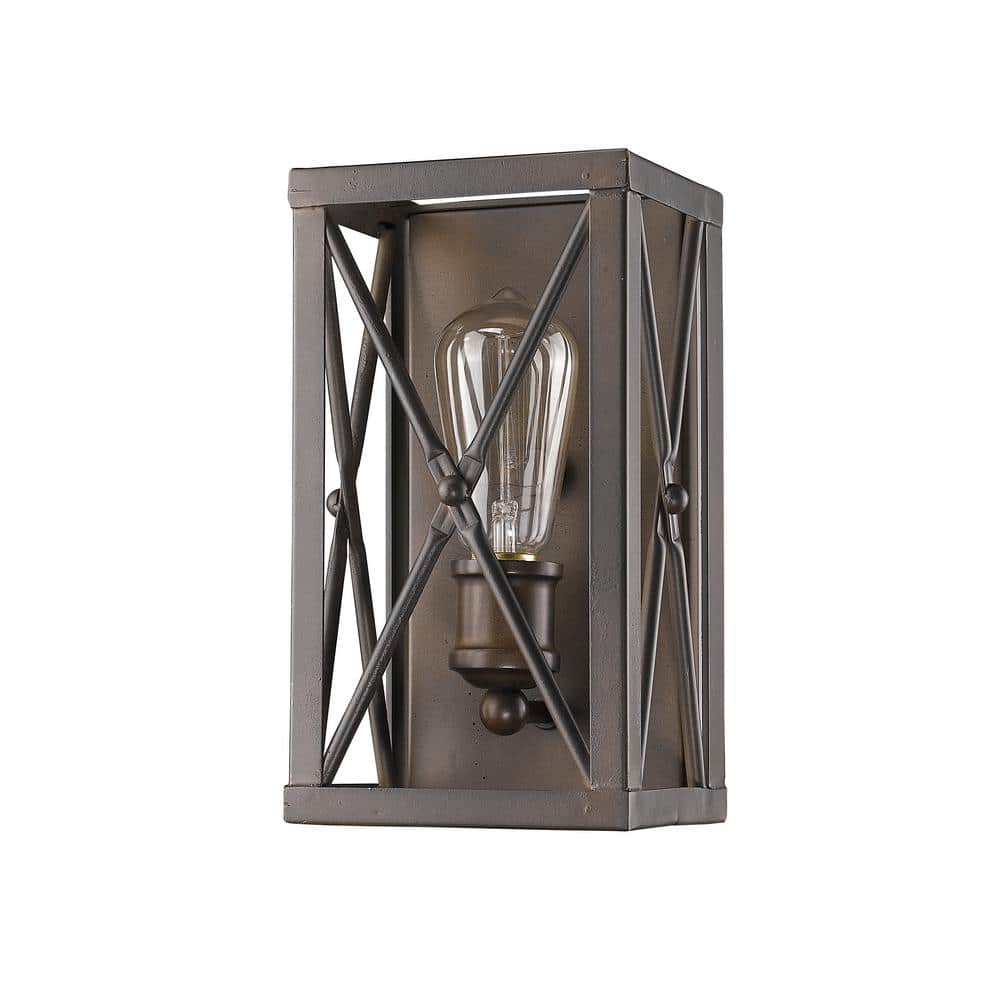 Brooklyn Geometric Frame 10" Bronze Dimmable Wall Sconce