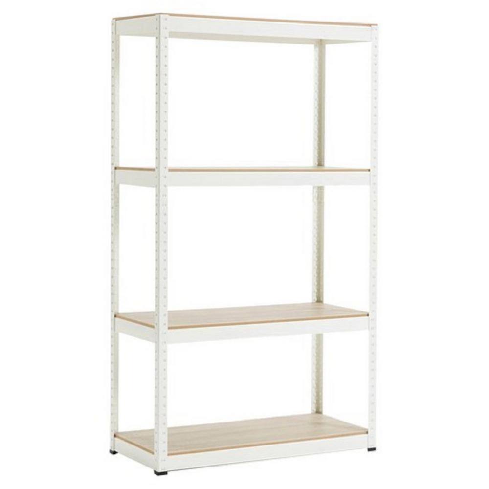 4 Tiers Metal Heavy-Duty Household Shelving Unit In White (31.5 In. W X ...