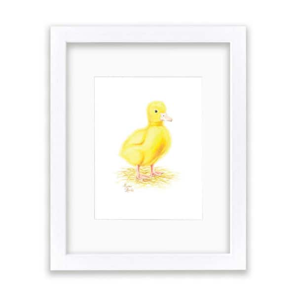 Unbranded Barnyard Littles "Duckling" by Alyssa Lewis Individual White Framed with Mat Animal Art Print 24 in. x 18 in.