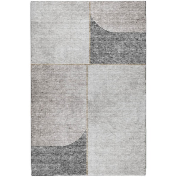 Dream Shag Premium Machine Washable Abstract ADS717 Taupe 5 ft. x 7 ft. 6 in. Area Rug