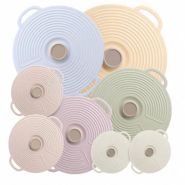 8-Piece Silicone Reusable Heat Resistant Lids for Bowl, Microwave Splatter Cover with 6 Sizes