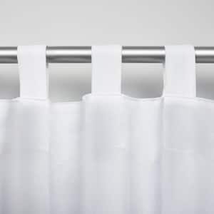 Biscayne White Solid Light Filtering Hook-and-Loop Tab Indoor/Outdoor Curtain, 54 in. W x 120 in. L (Set of 2)