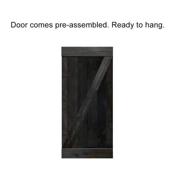 Calhome Z Bar 48 In X 84 In Pre Assembled Charcoal Black Stained Wood Interior Double Sliding Barn Door With Hardware Kit Swd11 Ab 79 2 Dr Asm B24dt 2 Cnnt Ab The Home Depot