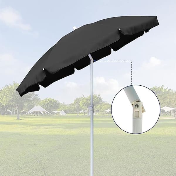 6ft black patio umbrella OGETFUUR 6 ft. Black Beach Umbrella for Sand Portable with Tilt Function, Beach Shade Patio Umbrellas for Outdoor Picnic