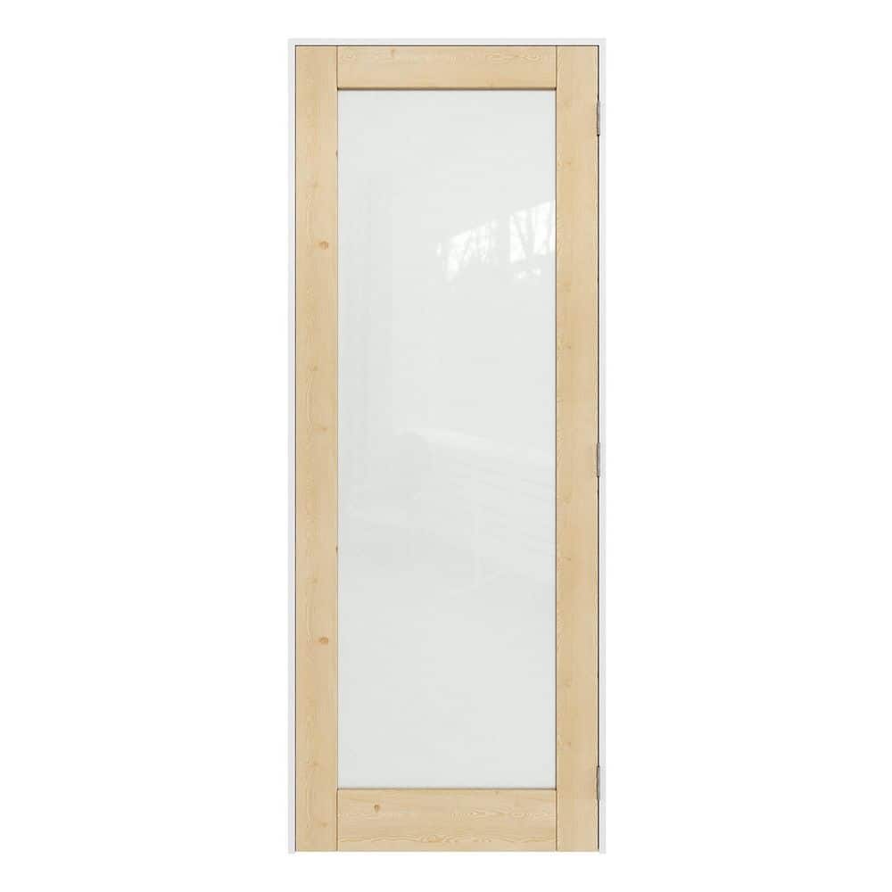 28 in. x 80 in. 1-Lite Frosted Glass Left Solid Core Unfinished Pine Wood Single Prehung Interior Door + Separate Jamb price history on PriceWatchPro