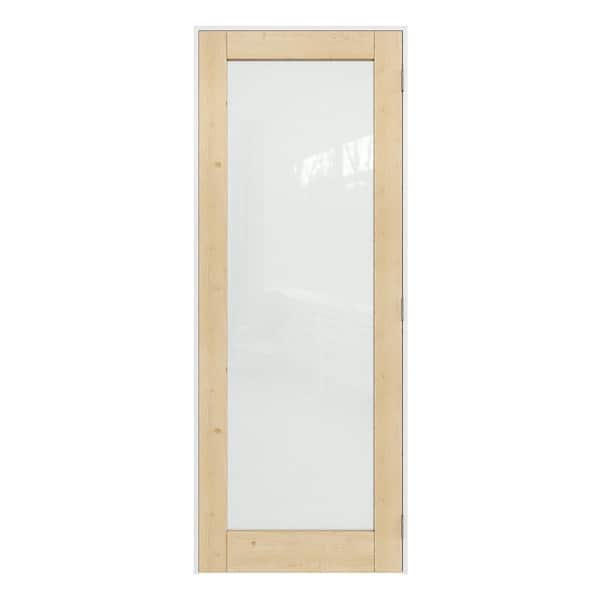 ARK DESIGN 28 in. x 80 in. 1-Lite Frosted Glass Left Solid Core Unfinished Pine Wood Single Prehung Interior Door + Separate Jamb
