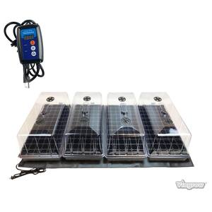 Quad Propagation Kit with Heat Mat, Flat Tray, Flat Insert, Tall Dome, Tray Heat Mat with Thermostat