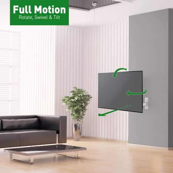Barkan a Point of View Barkan 13 in.- 65 in. Full Motion - 3 Movement Flat/Curved TV Wall Mount White Patented to Fit Various Screen Types BM331W.B - The Home Depot
