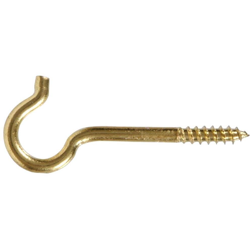 Hardware Essentials 0.244 x 4-1/8 in. Solid Brass Round Ceiling Type Screw  Hook (10-Pack) 321240.0 - The Home Depot