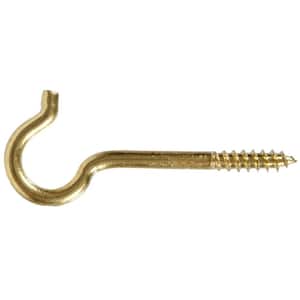 0.244 x 4-1/8 in. Solid Brass Round Ceiling Type Screw Hook (10-Pack)