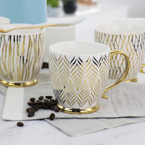 GIBSON HOUSEWARES Coffee Cups China GOLD RIM SET of 7