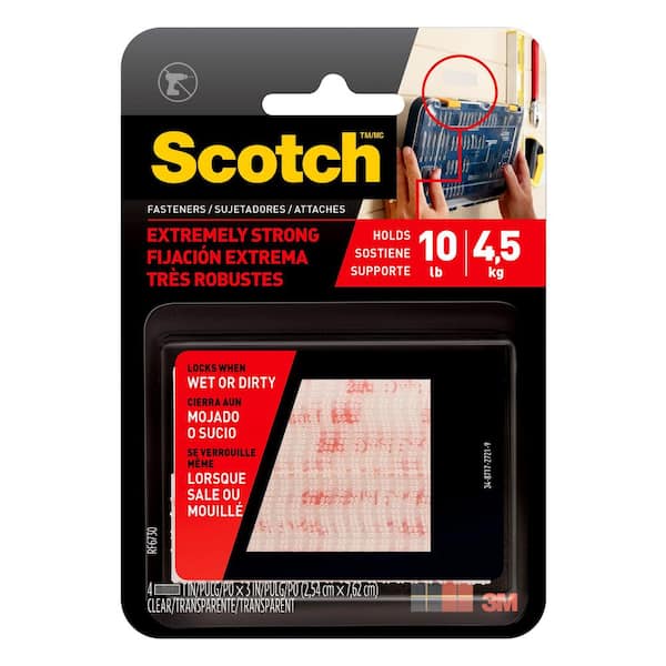 Scotch 1 in. x 3 in. Clear Extreme Fasteners (2-Sets per Pack)
