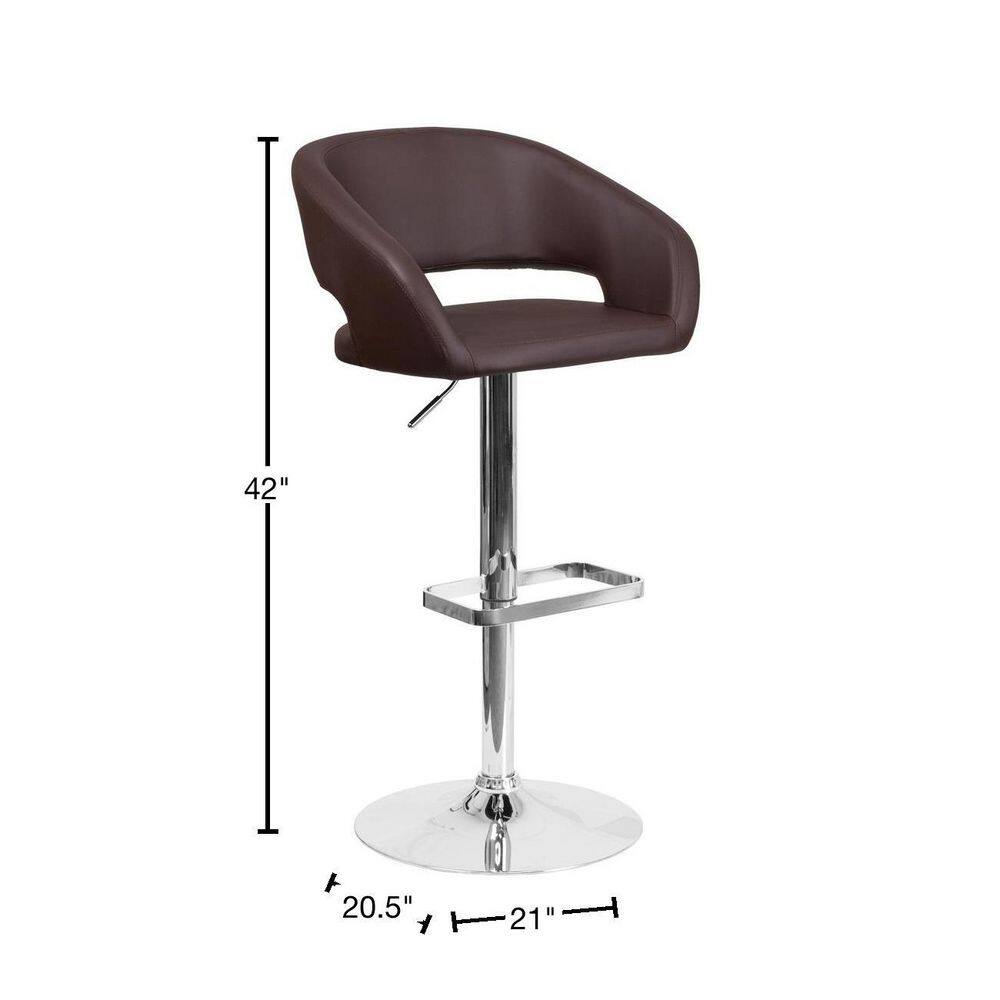 Erik Brown Vinyl Adjustable Swivel Barstool with Chrome Base