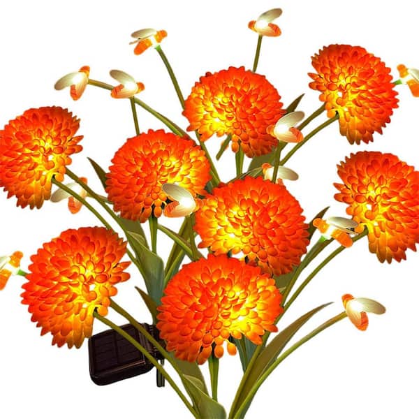 4-Pack Solar Swaying Bee Lights with Flowers