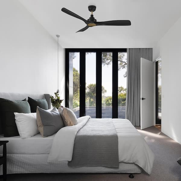 Kilmory 52 in. Indoor Black 10-Speed DC Motor Downrod Standard Ceiling Fan with Remote Control without Light