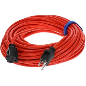 100 ft. 16/3 Heavy-Duty Indoor/Outdoor Extension Cord with Triple Wire Grounded Plug Male to Female in Orange