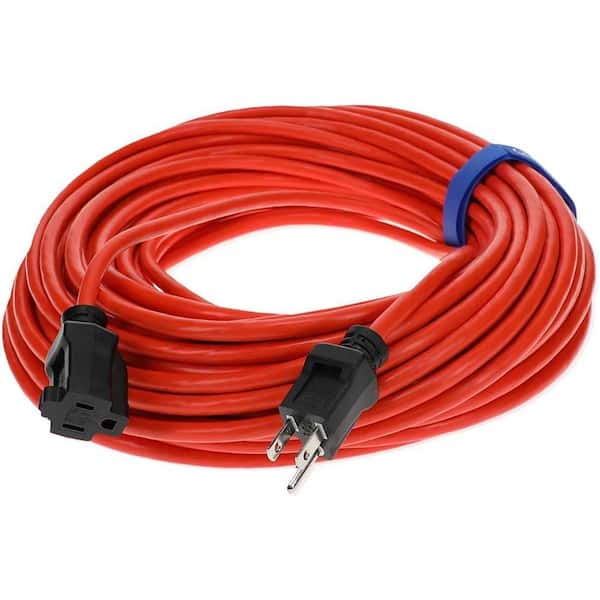 Etokfoks 100 ft. 16/3 Heavy-Duty Indoor/Outdoor Extension Cord with Triple Wire Grounded Plug Male to Female in Orange