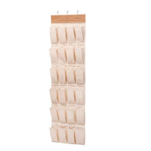 Honey-Can-Do 63.58 in. H 12-Pair Natural Bamboo Canvas Hanging Shoe Organizer