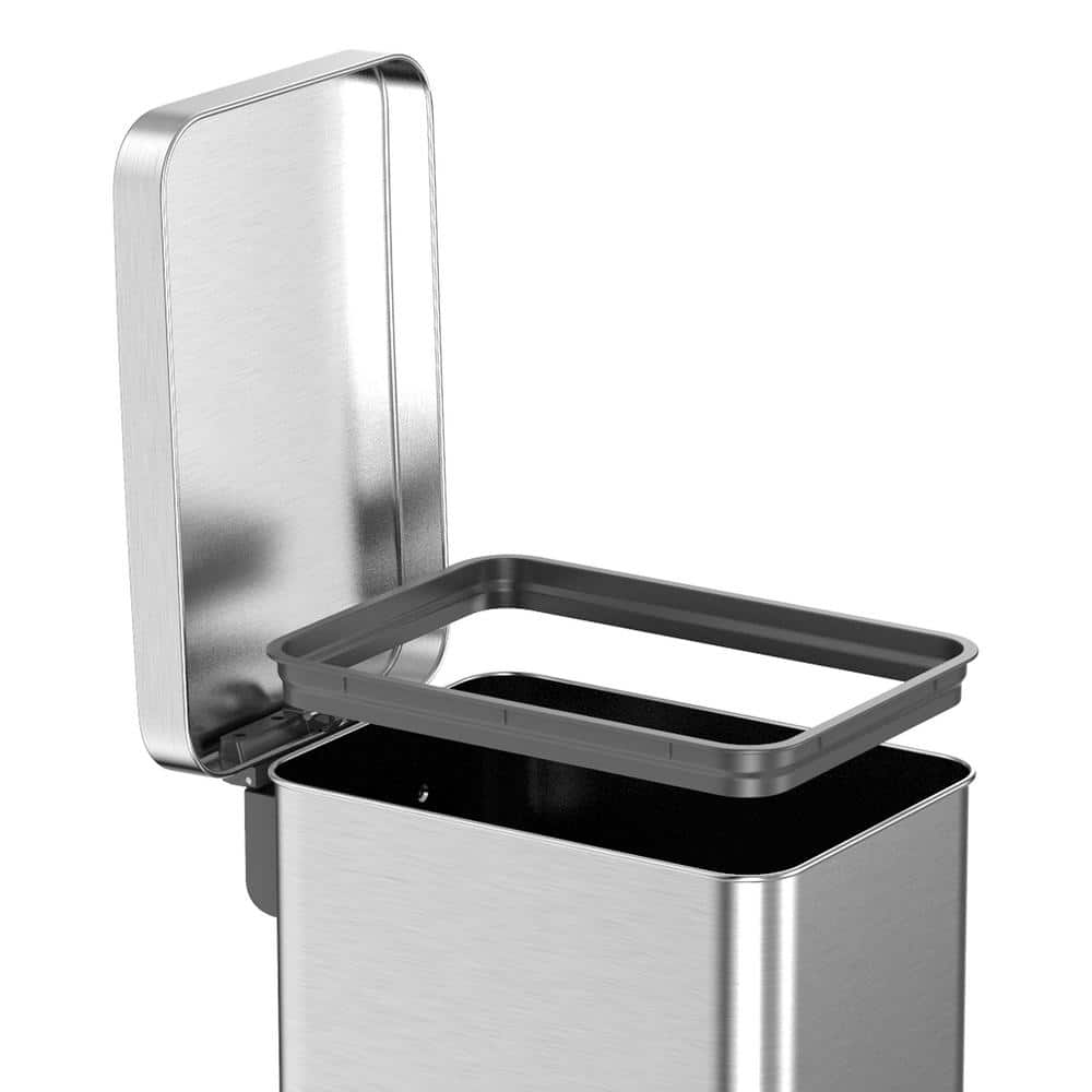 50L Fingerprint Resistant Stainless Steel Slim Step-On Trash Can