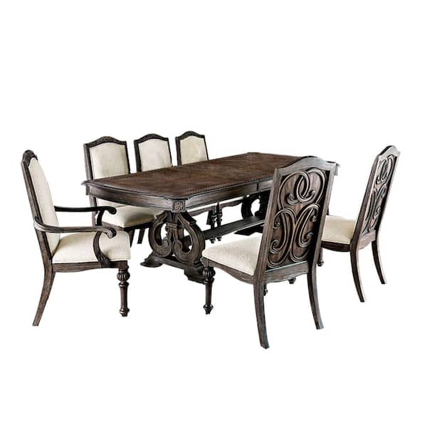 William's Home Furnishing ArcadIa 7-Piece Dining Table Set in Rustic Natural Tone Finish
