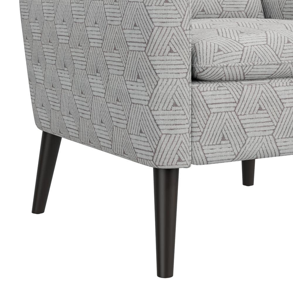 Mid-Century Modern Stone Honeycomb Fabric Accent Chair with Wood Legs