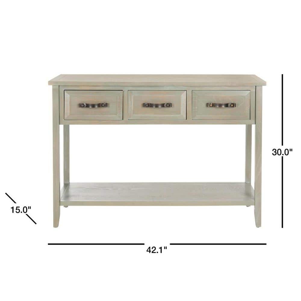 Transitional French Gray 3-Drawer Wood Console Table with Storage