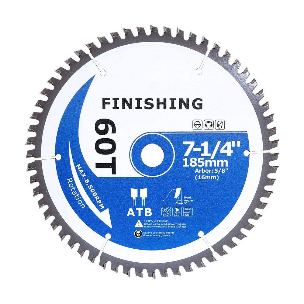 7-1/4 in. 60-Tooth Fine Finish Wood Cutting Circular Saw Blade ATB Carbide Power Tool Accessory 1-Pack price history on PriceWatchPro