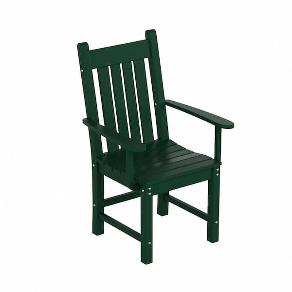 WESTIN OUTDOOR Hayes HDPE Plastic All Weather Outdoor Patio Slat Back Dining Arm Chair in Dark Green