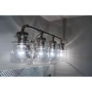 Toledo 22 in. W 3 -Light Satin Nickel Industrial Jar Bathroom Vanity -Light Fixture