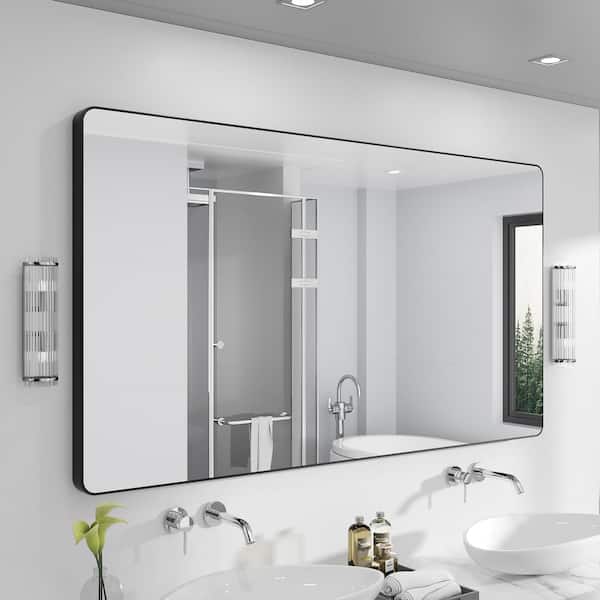72 in. W x 36 in. H Rectangular Modern Aluminum Micro-Arc Framed bathroom Vanity Mirror
