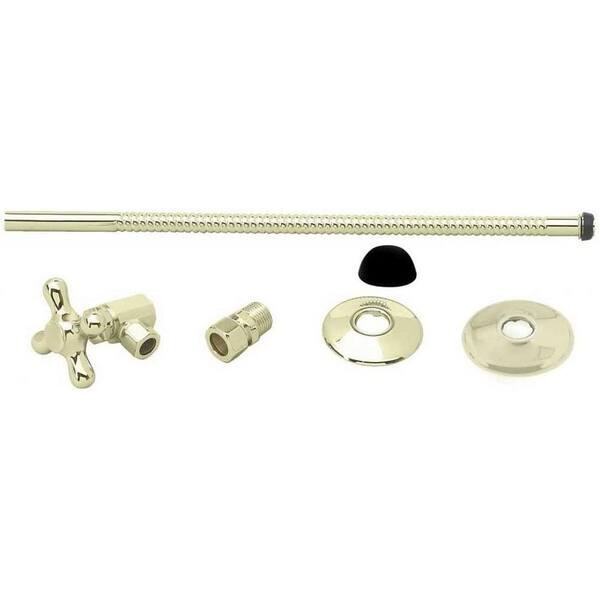 Westbrass Toilet Kit with Cross Handle Angle Stop Valve, 12 in
