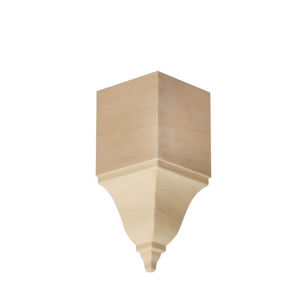 Unfinished White Hardwood Medium Inside Crown Connector Block Moulding