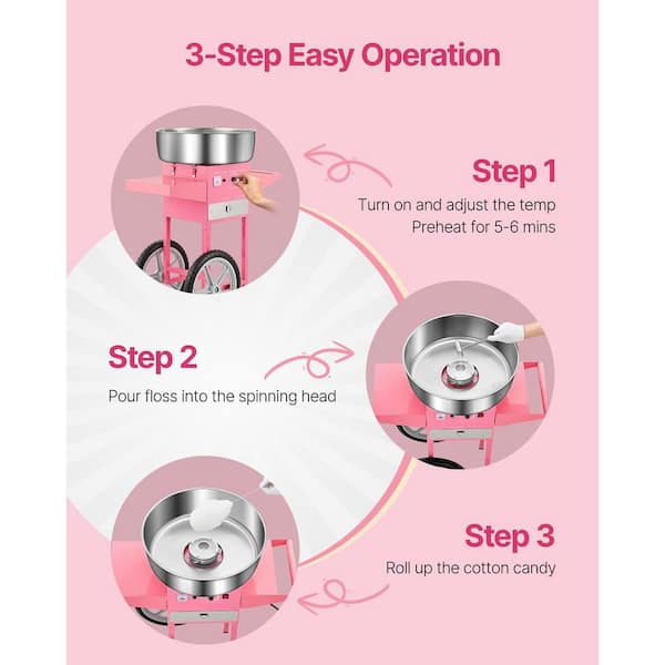 SKYSHALO Electric Cotton Candy Machine with Cart 1000-Watt