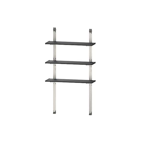 Keter 12 in. W x 40 in. H Black Adjustable Shelve Kit and Rack for Outdoor Storage Sheds Wall Shelving