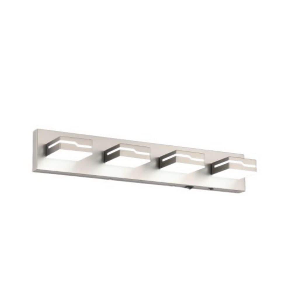 25.6 in. 4-Light Nickel Dimmable LED Motion Sensor Vanity Light with 3-CCT Adjustable Switch for Bathroom Lighting price history on PriceWatchPro