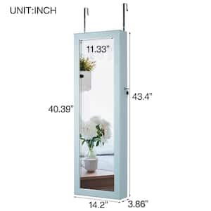 Blue Fashion Simple Jewelry Storage Mirror Cabinet with LED Lights
